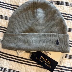 Brand New Polo by Ralph Lauren Light Gray Knit Beanie